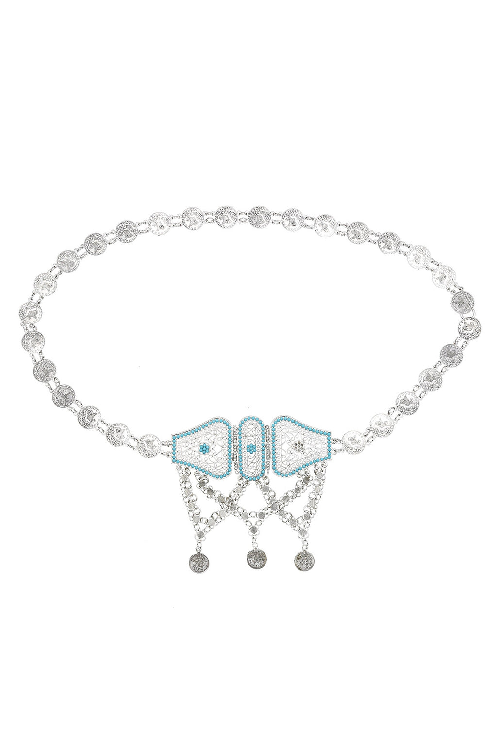 Turquoise Coin Tassel Waist Chain WA0060