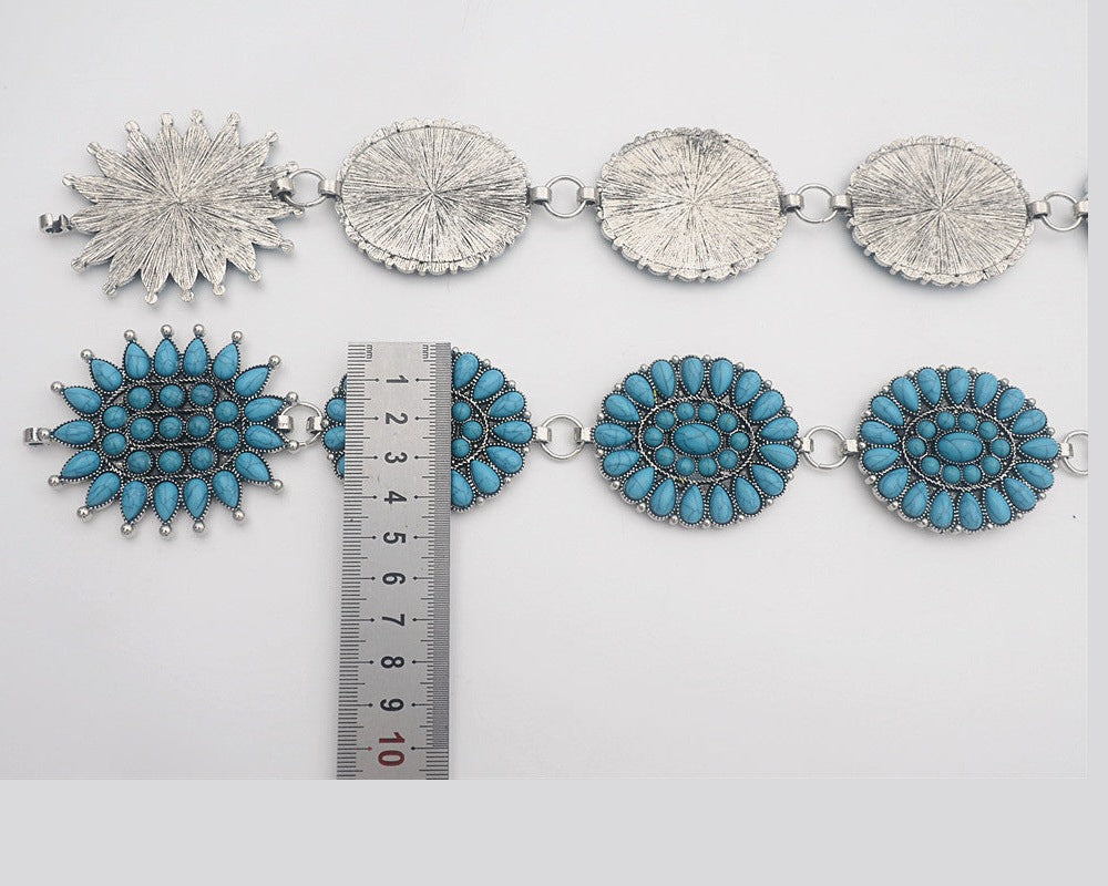Oval Shaped Turquoise Waist Chains WA0170