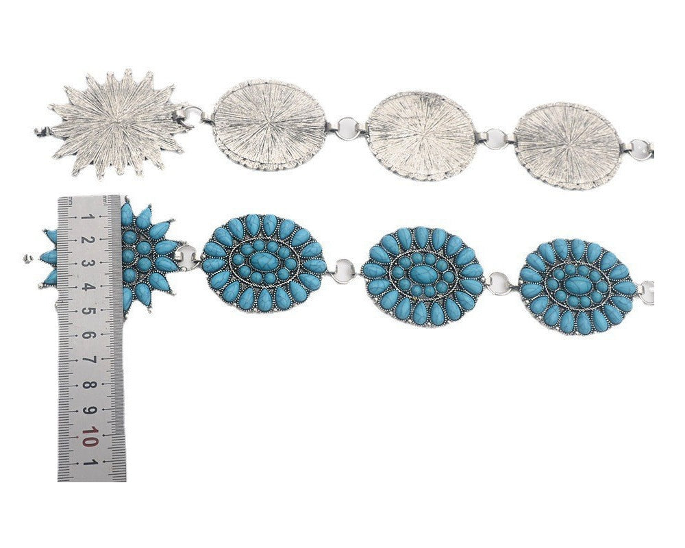 Oval Shaped Turquoise Waist Chains WA0170