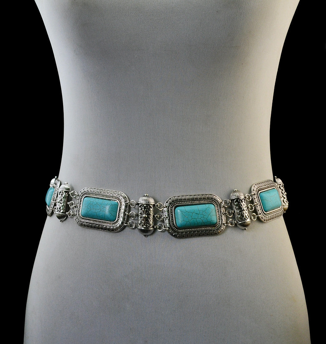 Rectangle Turquoise Waist Chains WA0172 – view 4