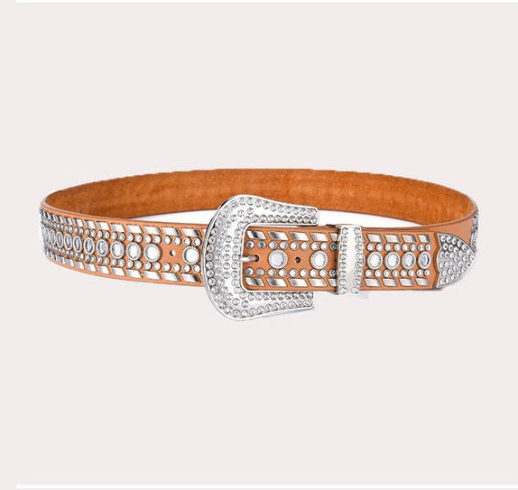 Rivet Rhinestone Pu Leather Belt WA0178 – view 2