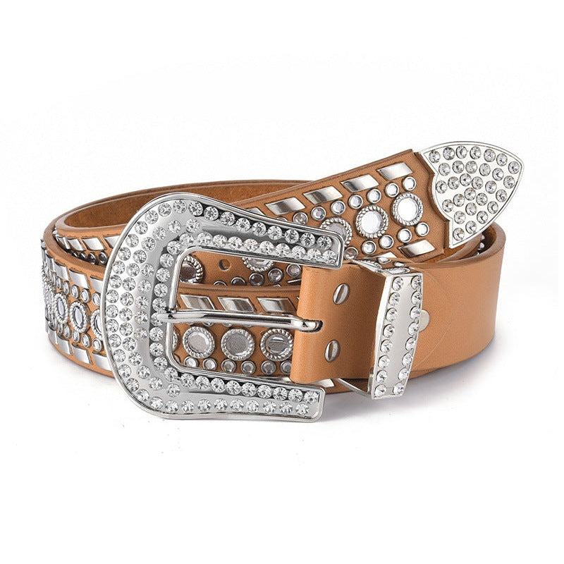 Rivet Rhinestone Pu Leather Belt WA0178 – view 4
