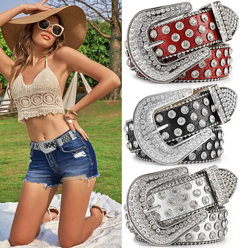 Punk Rhinestone Rivet Leather Belt WA0181-115CM – view 6
