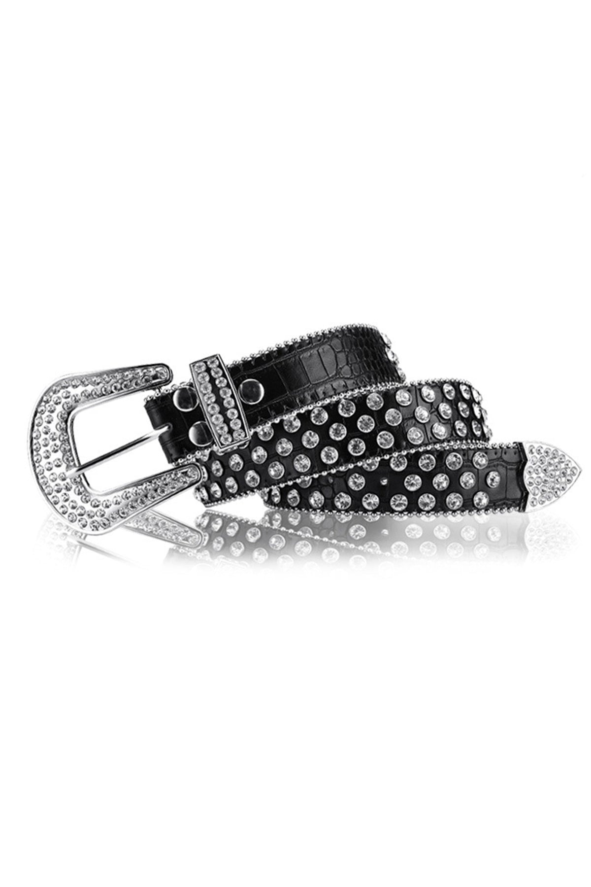 Punk Rhinestone Rivet Leather Belt WA0181-115CM