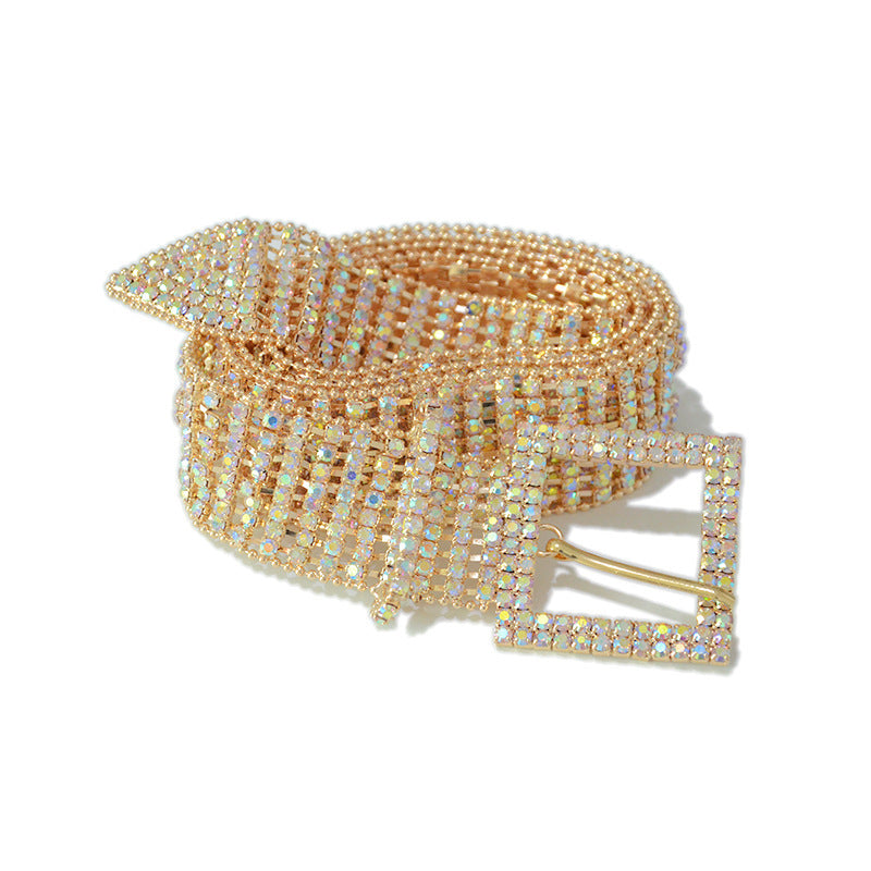Square Buckle Rhinestone Belt WA0183 – view 7