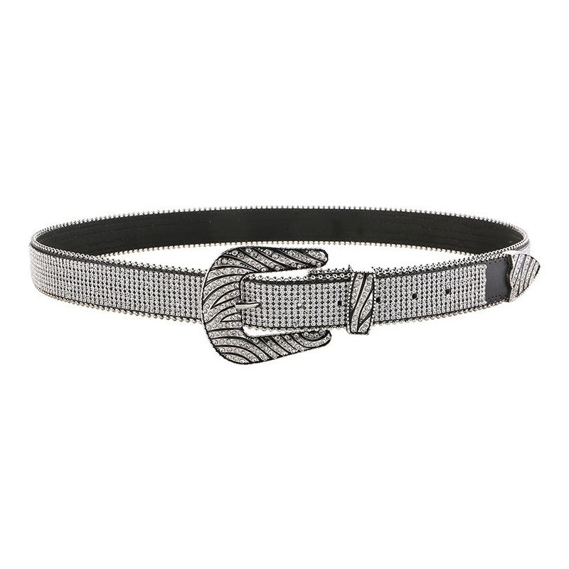 Zebra Printed Rhinestone Leather Belt WA0192 – view 4