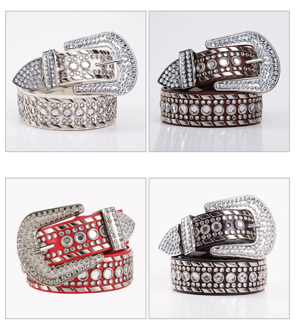 Rhinestone Leather Belt WA0211 – view 2