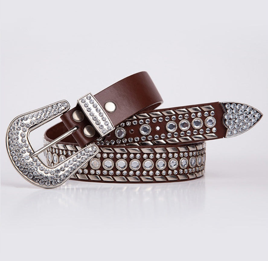 Rhinestone Leather Belt WA0211 – view 4