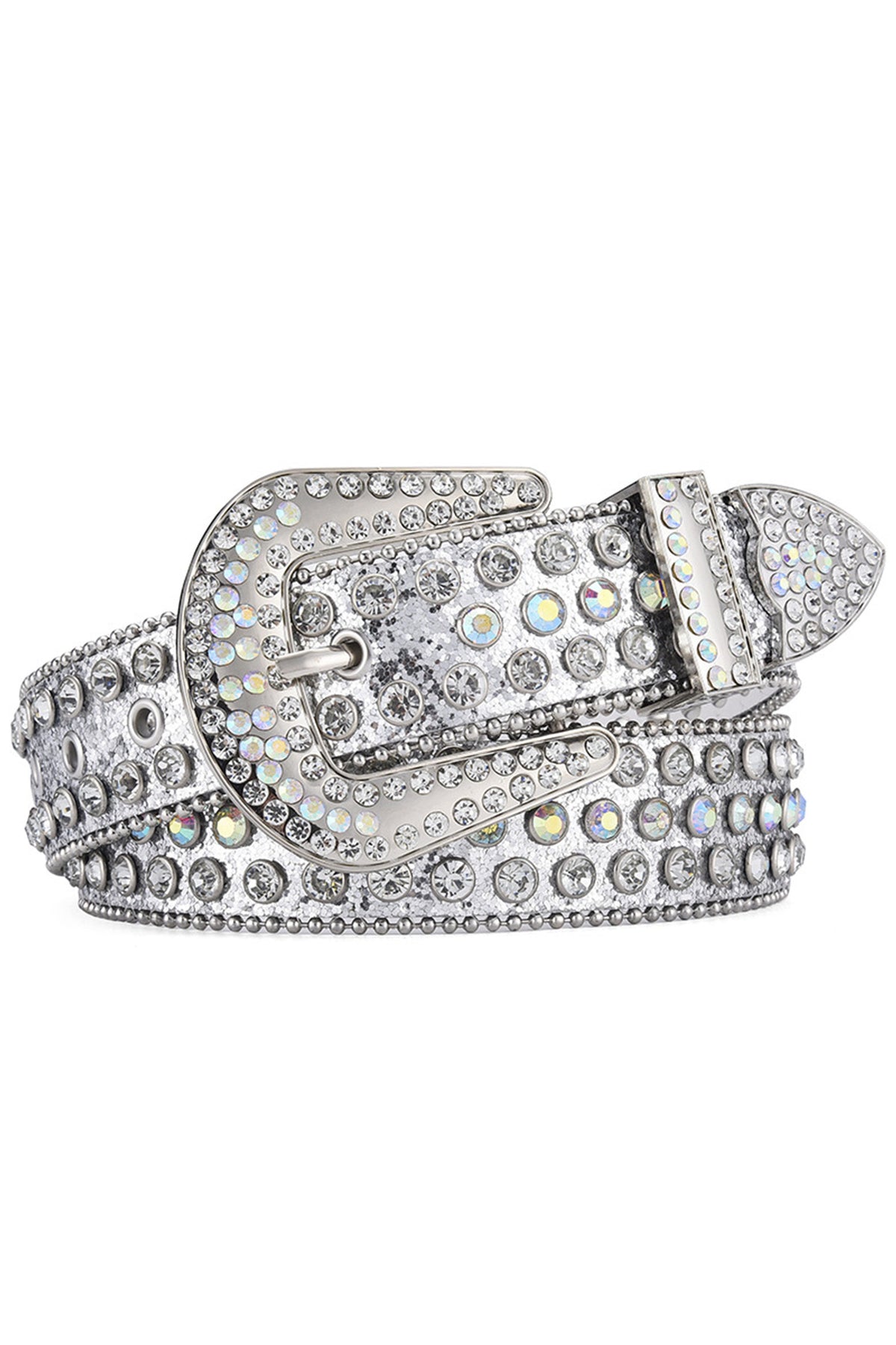 Punk Rhinestone Pu Belt WA0217-Silver