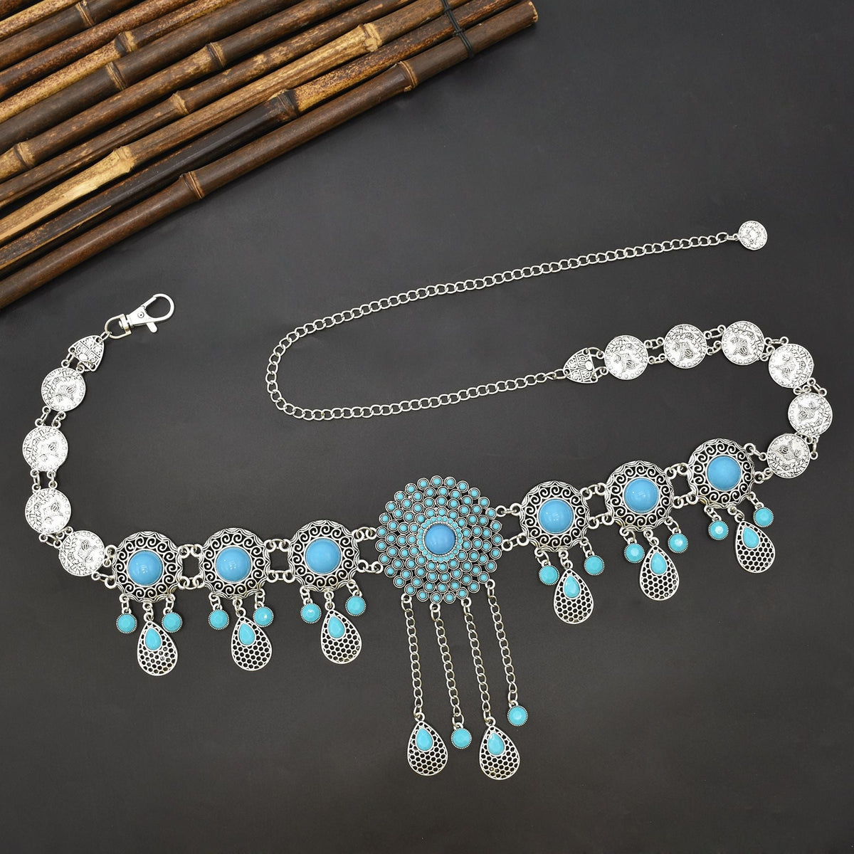 Floral Tassel Turquoise Waist Chains WA0231 – view 2