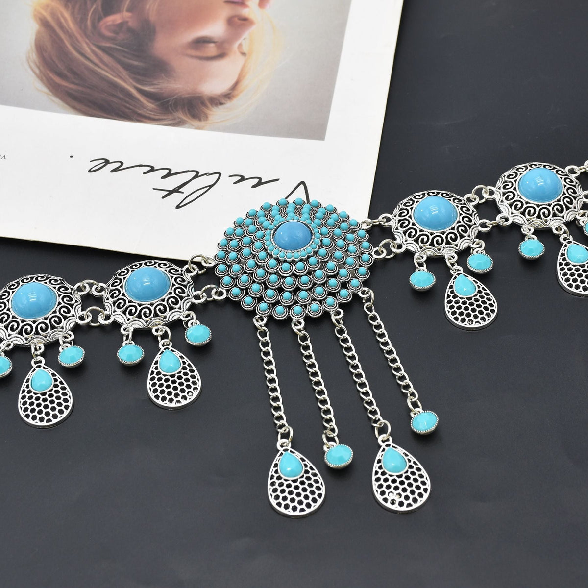 Floral Tassel Turquoise Waist Chains WA0231 – view 3
