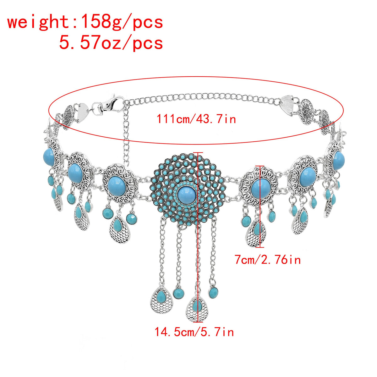 Floral Tassel Turquoise Waist Chains WA0231 – view 5