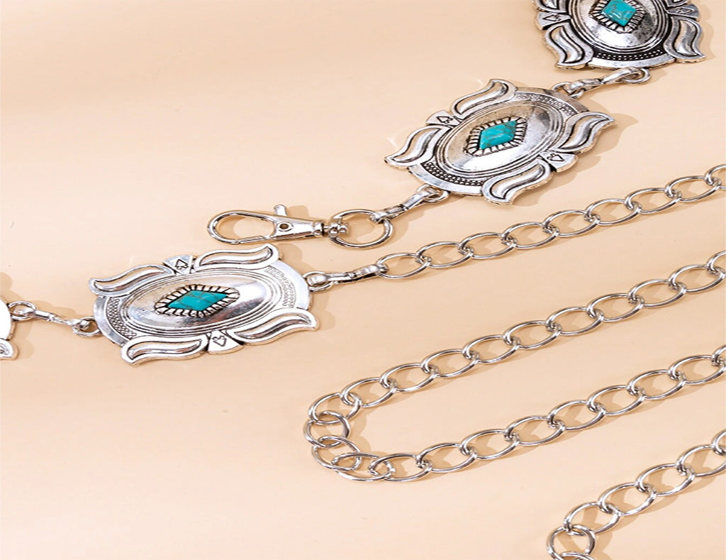 Turquoise Patch Chain Waist Chain WA0233 – view 4