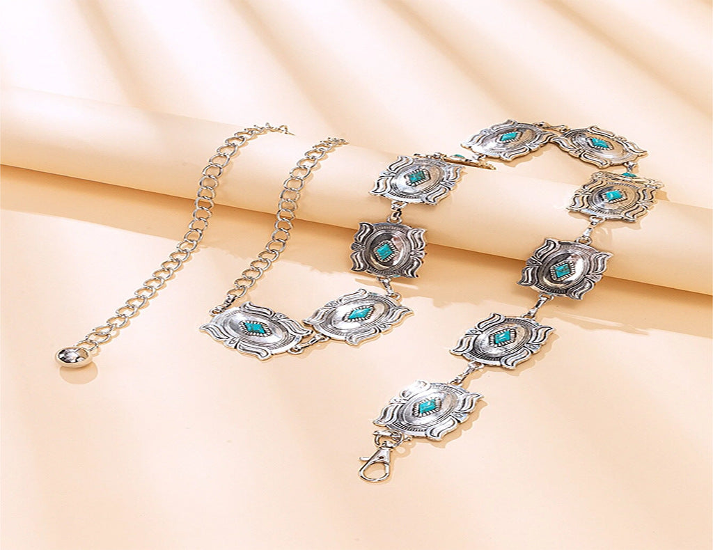 Turquoise Patch Chain Waist Chain WA0233 – view 5