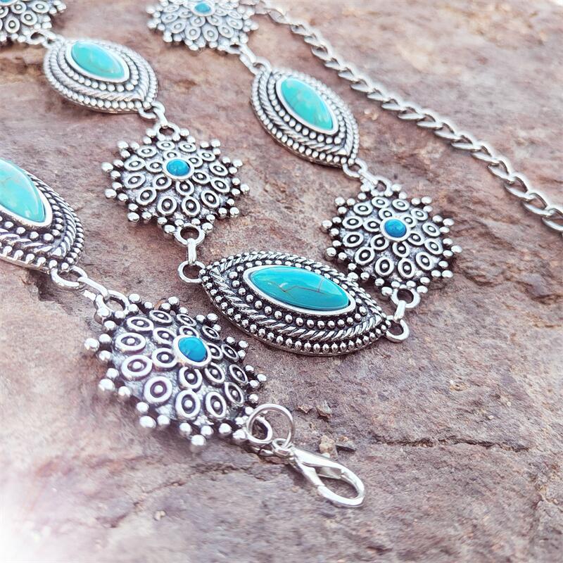 Turquoise Patch Chain Waist Chain WA0239 – view 2