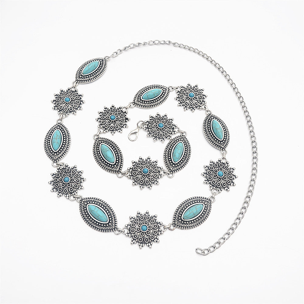 Turquoise Patch Chain Waist Chain WA0239 – view 6