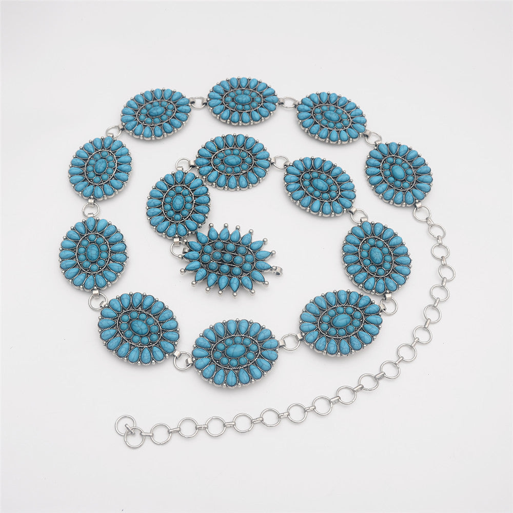 Floral Turquoise Patch Waist Chains WA0241