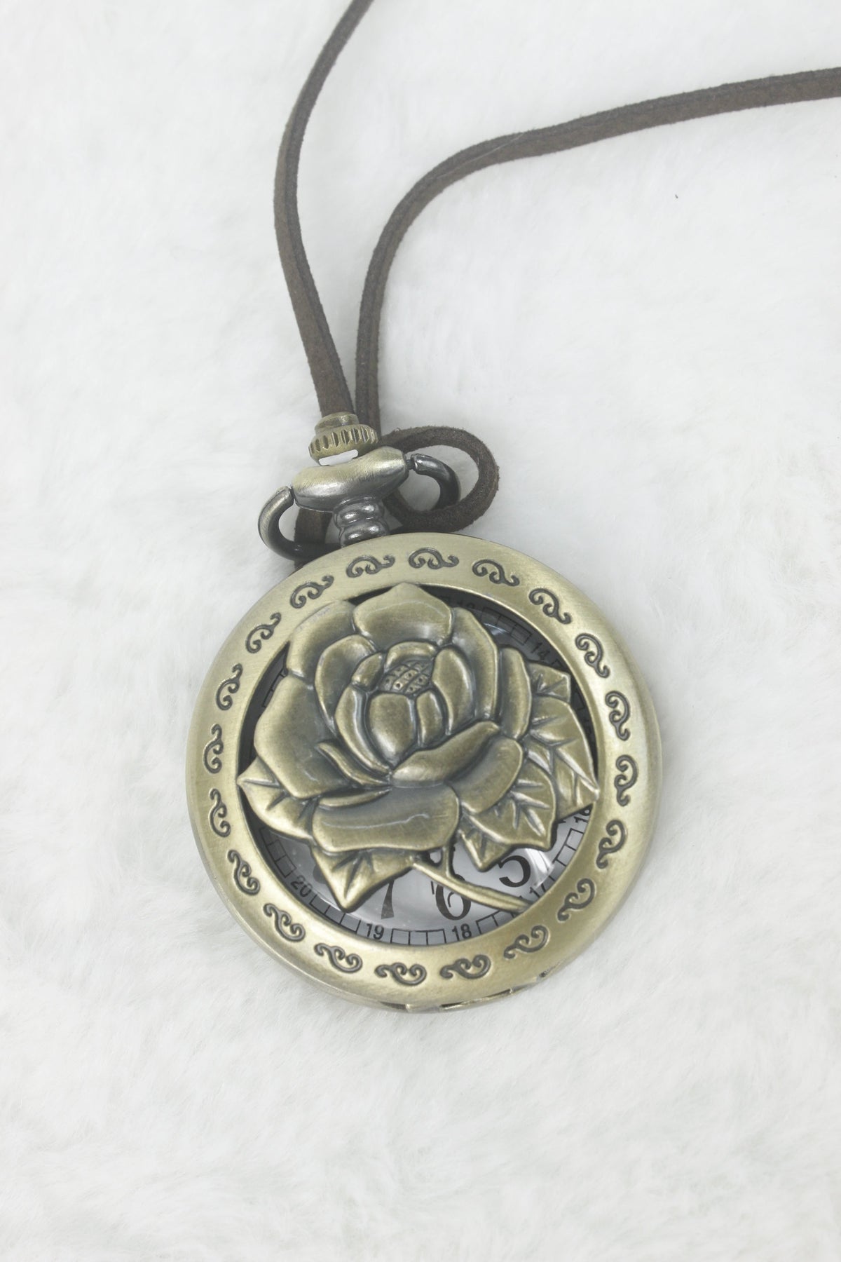 Rose Flower Quartz Pocket Watch WH0167