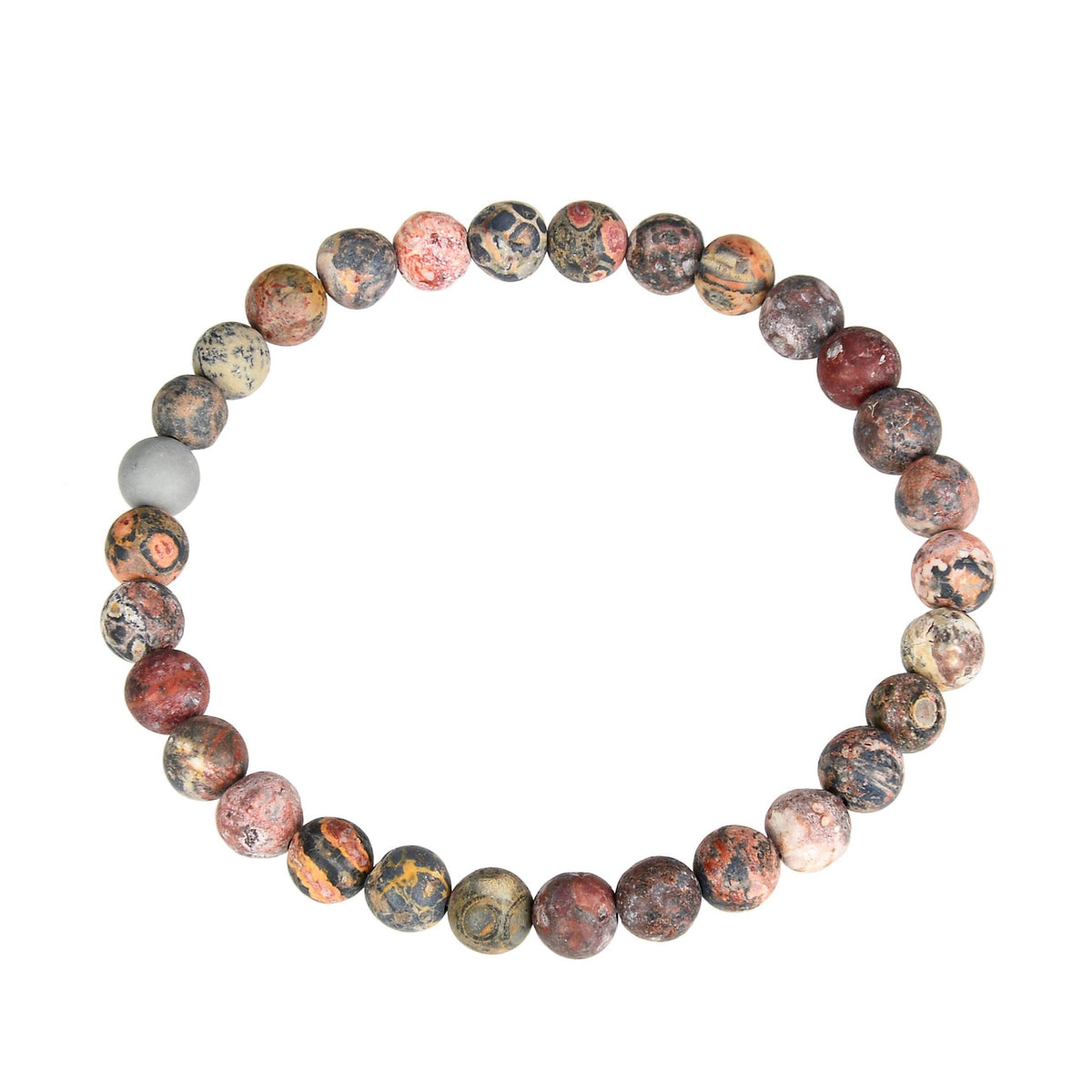 Red Leopard Skin Matte Stone Stretch Bracelet B2001-8MM - view 3