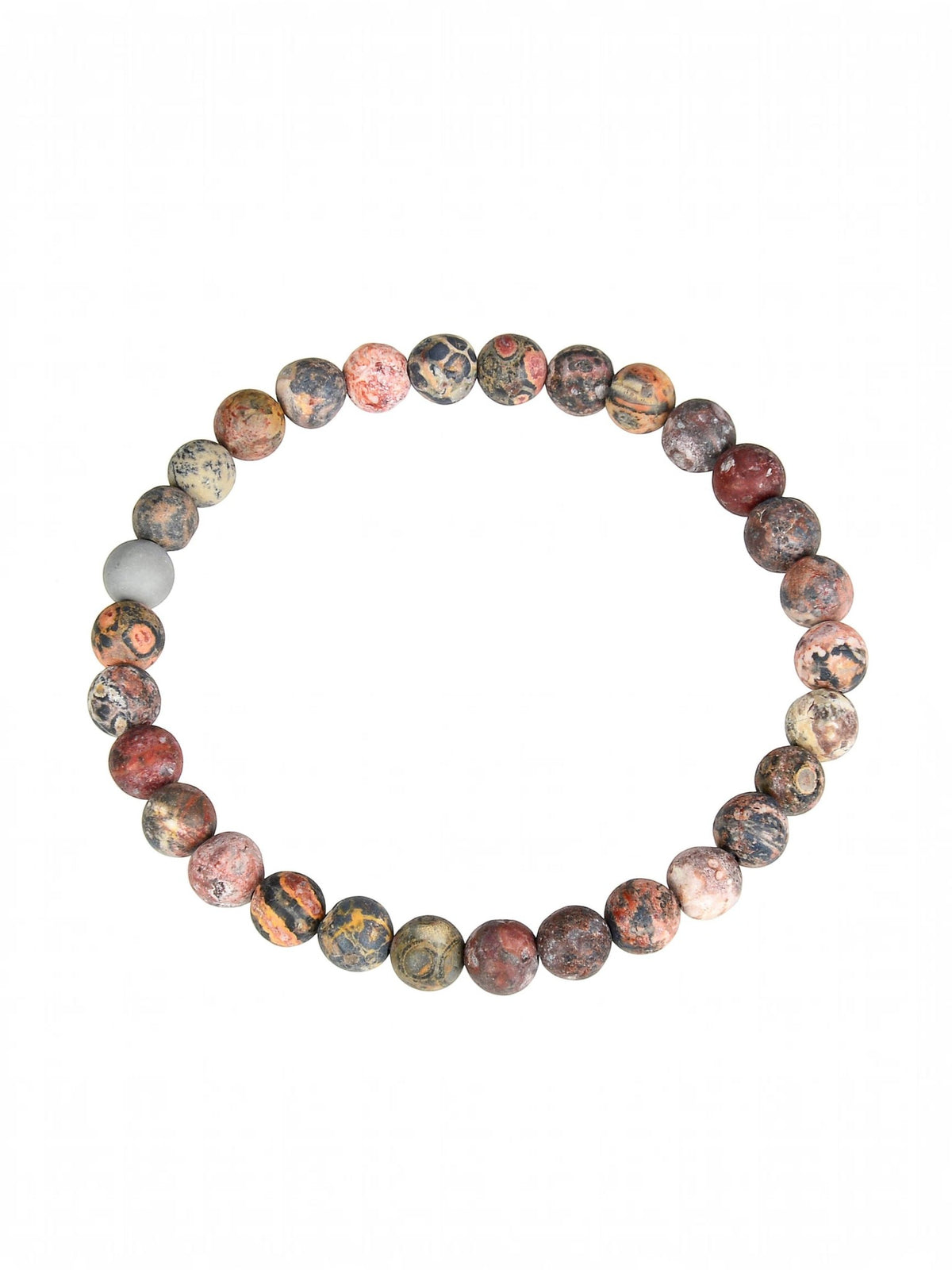 Red Leopard Skin Matte Stone Stretch Bracelet B2001-Red Leopard Skin Matte - 6MM