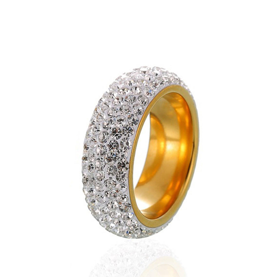 Rhinestone Stainless Steel Rings R2063