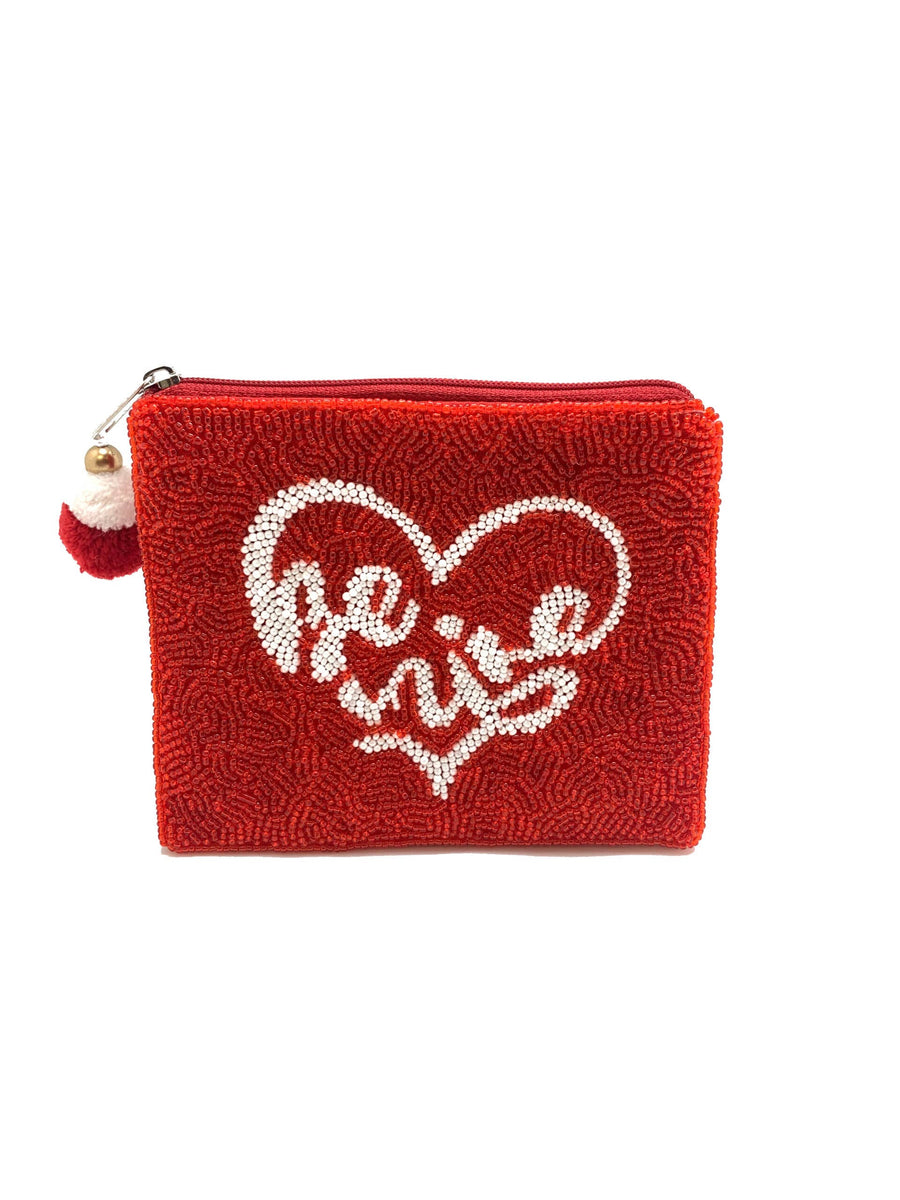 Be Mine Red Beaded Pouch LAC-CP-1087