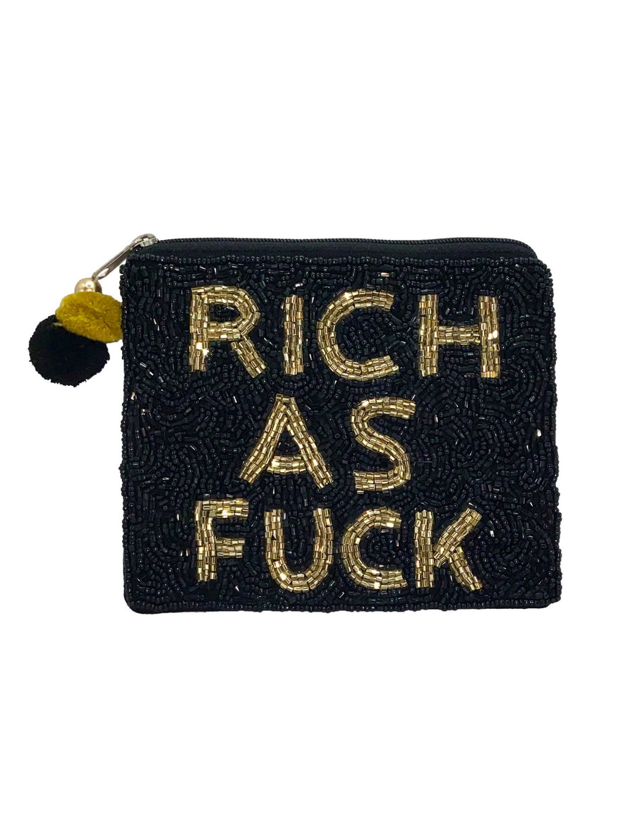 Rich as Fuck Beaded Pouch LAC-CP-1267