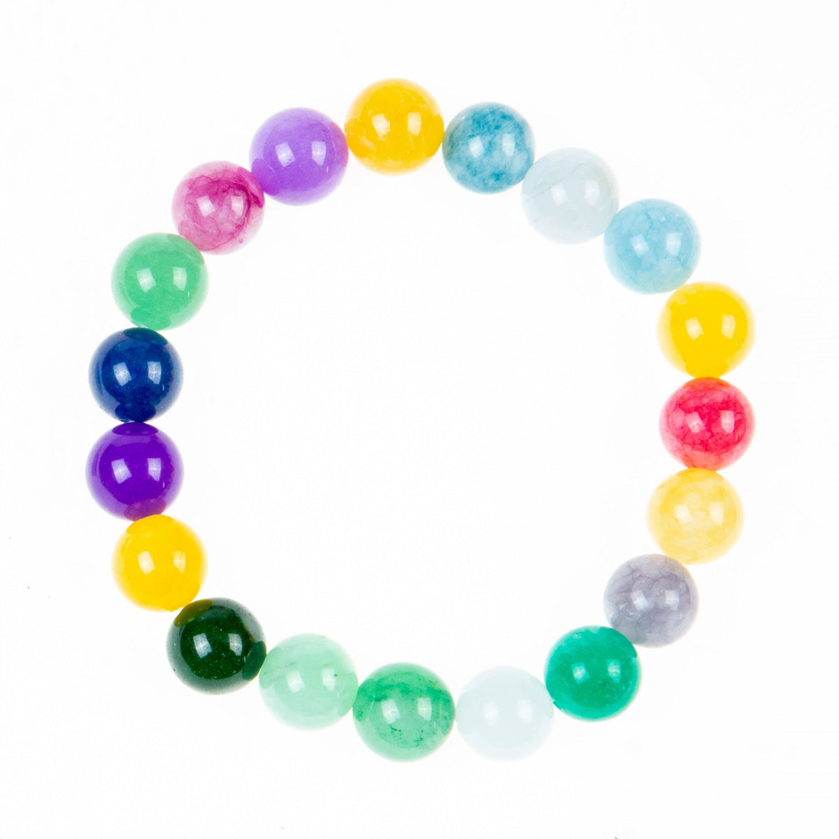 Multi Jade Stone Stretch Bracelet B2937-Multi Jade - 10MM