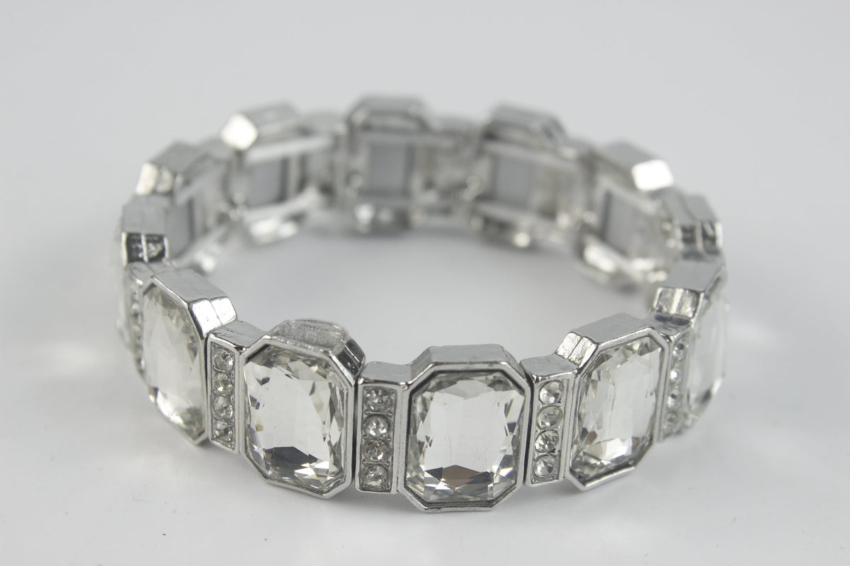 Large Crystal Square Stretch Bracelet B1334