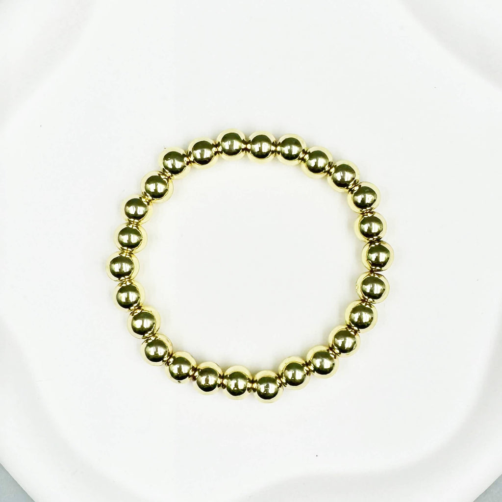 Golden Hematite Bead Stretch Bracelet B3443-Gold-10MM - view 3
