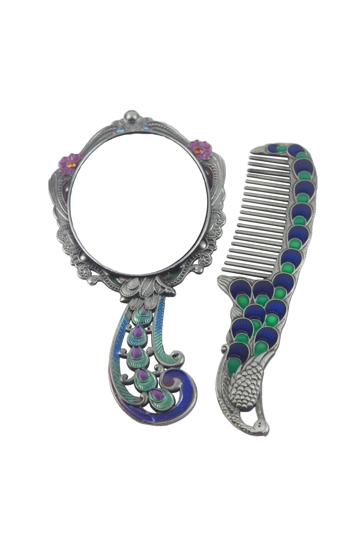 Small Size Peacock Mirror And Comb Set M0399 - view 3