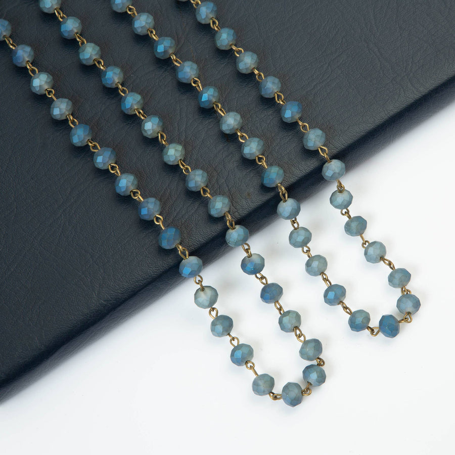Crystal Beaded Chain Necklace N1163-153-BZ