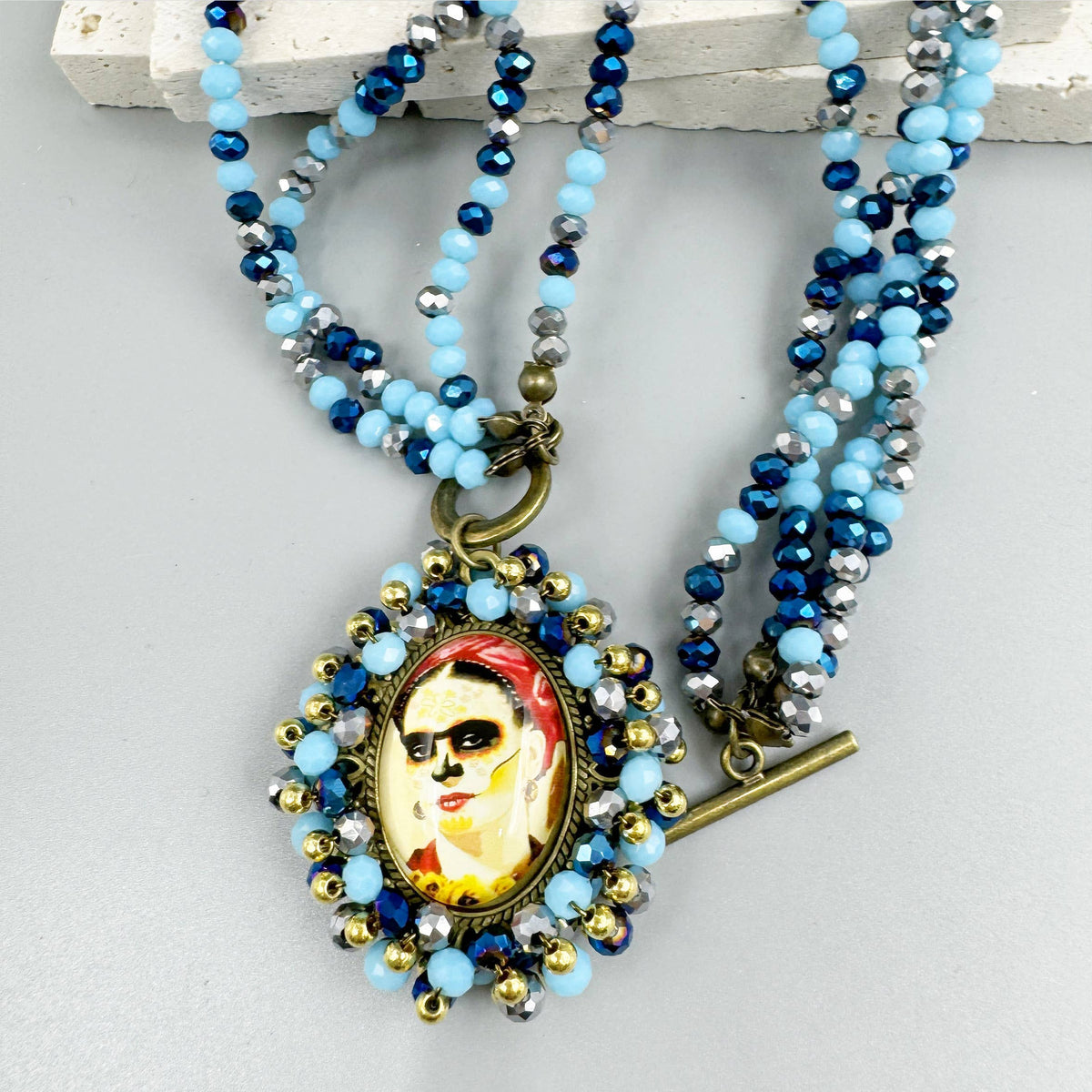 Random Frida Seed Bead Braided OT Necklace N5232 - view 8