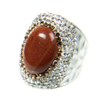 Red Gold Sandstone Pavé Cocktail Ring R2529 - view 4