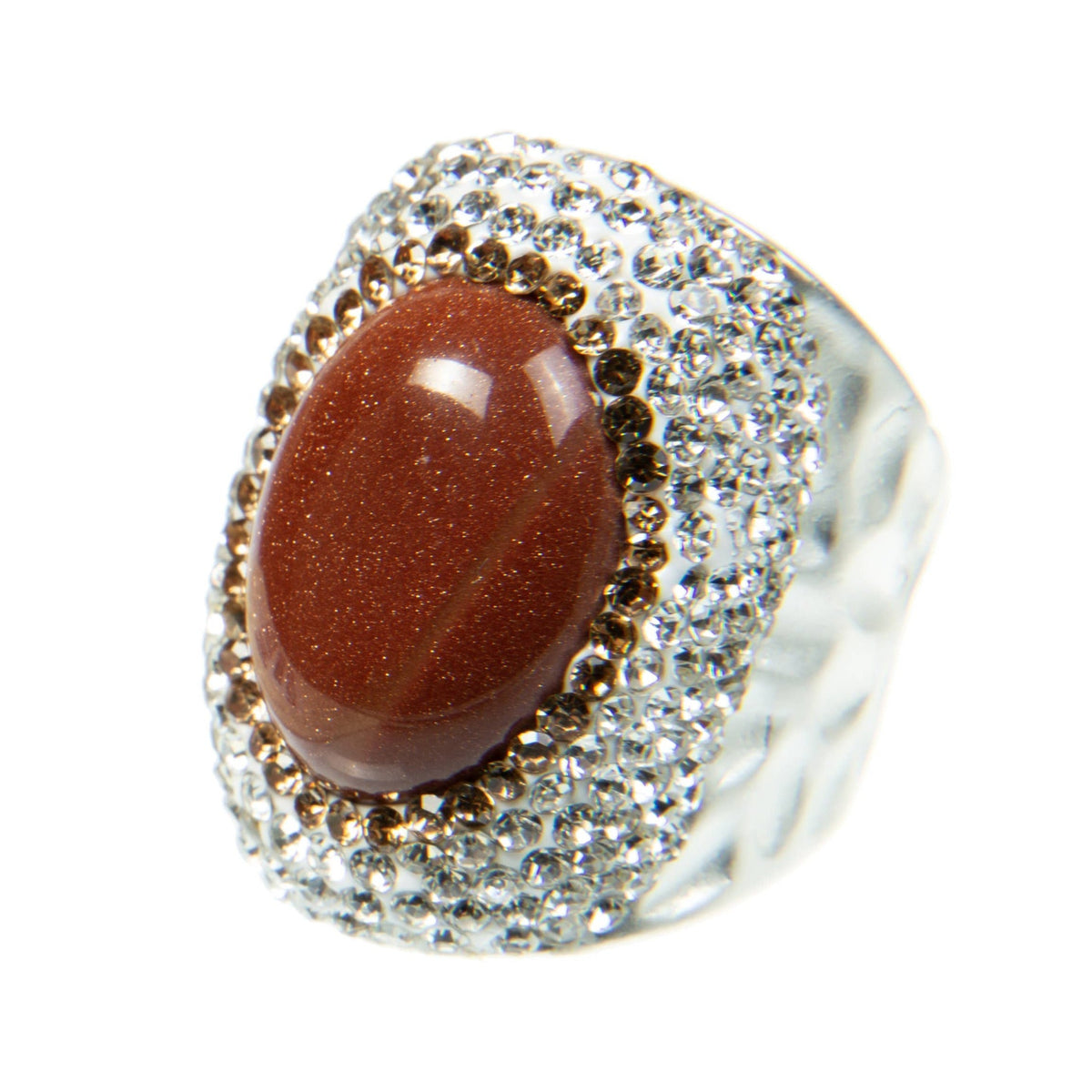 Red Gold Sandstone Pavé Cocktail Ring R2529 - view 4