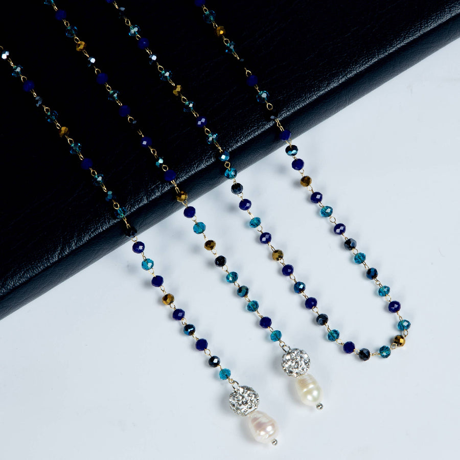 Pearl Crystal Bead Chain Wrap Necklace N5308