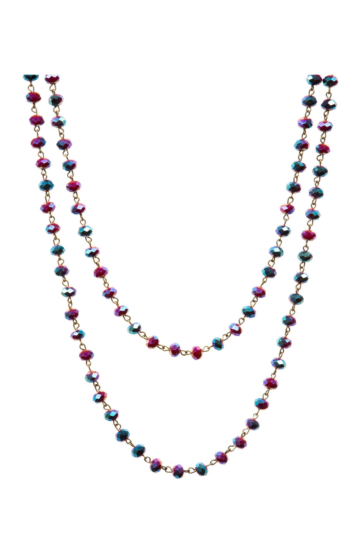 Crystal Beaded Chain Necklace N1163