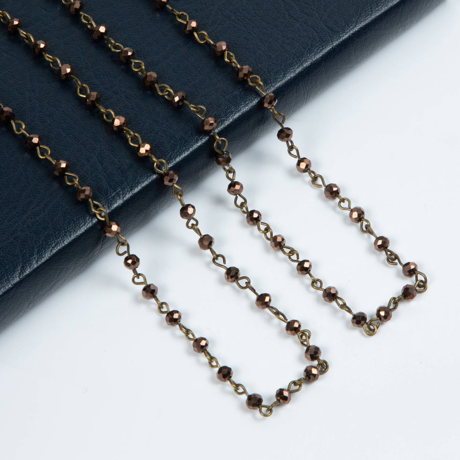 Crystal Beaded Chain Necklace N1163-65-BZ