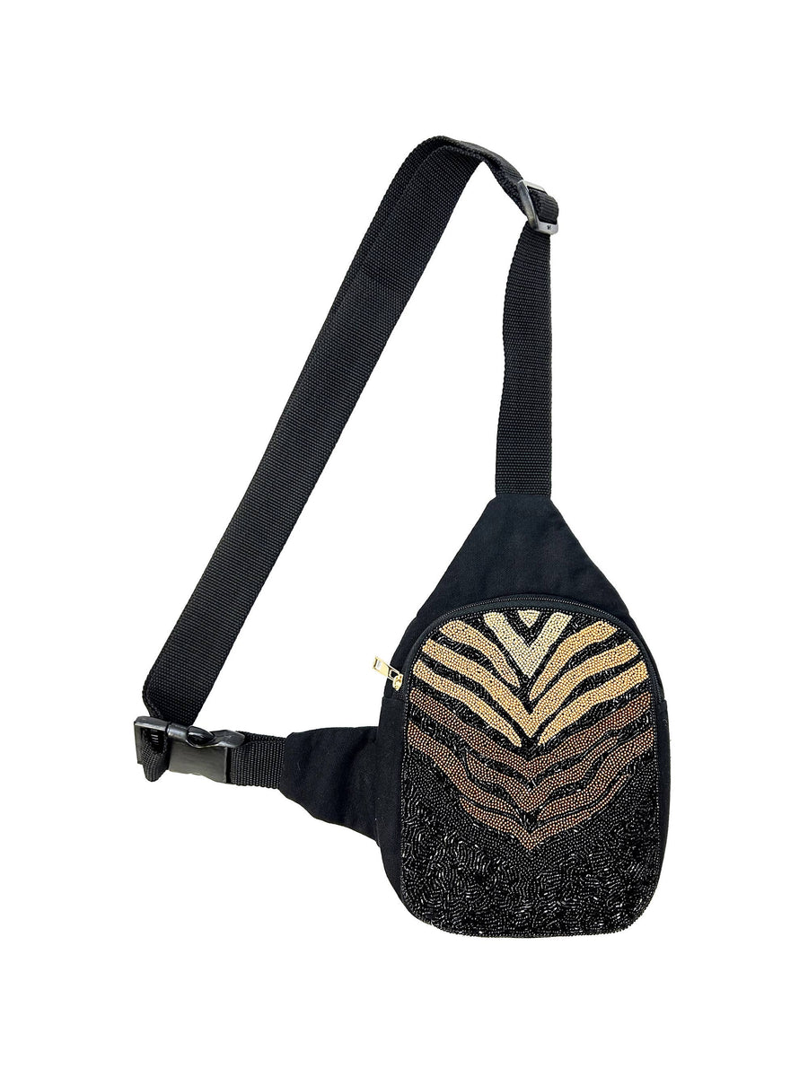 Zebra Stripe Beaded Fanny Pack LAC-FP-009