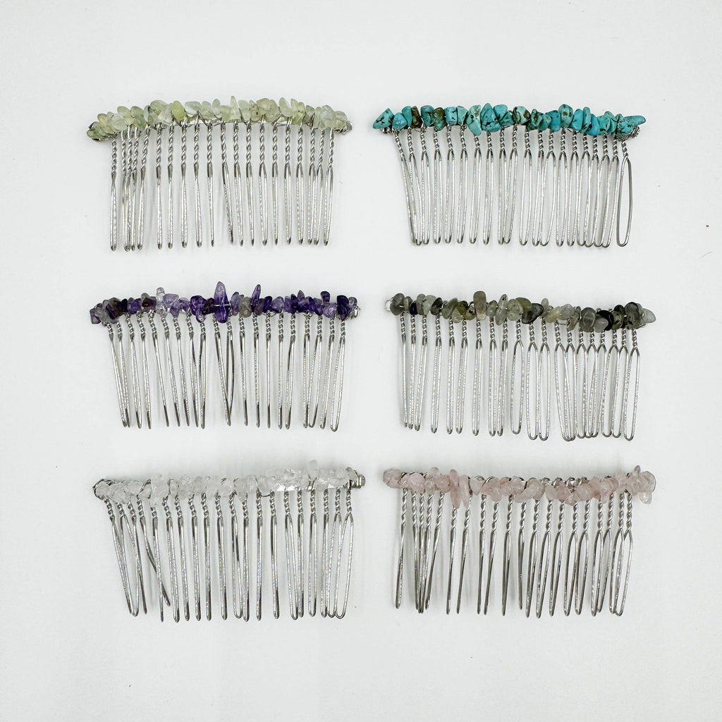 Irregular Natural Stone Hair Comb L4668-Black L4668
