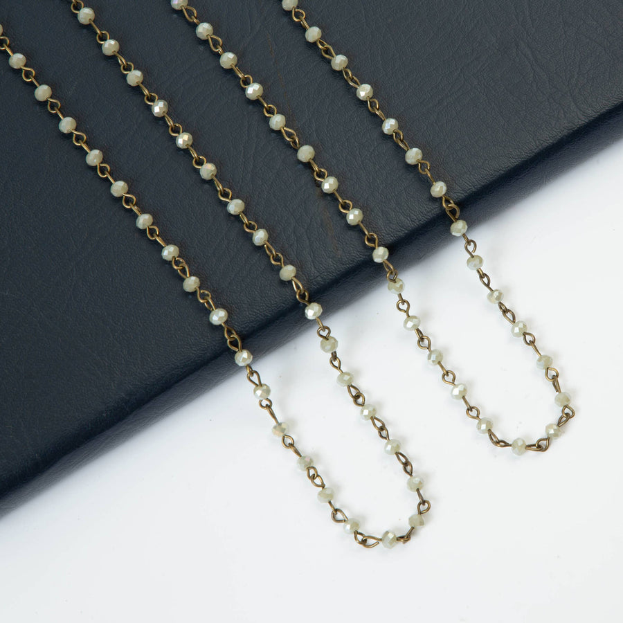 Crystal Beaded Chain Necklace N1163-173-BZ