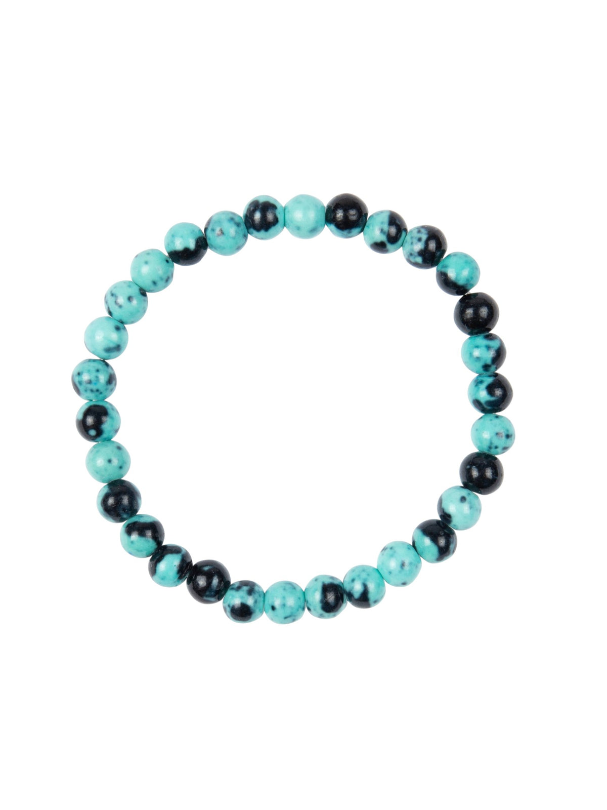 Cyan Black Rain Color Stone Stretch Bracelet B2926-Cyan Black - 6MM