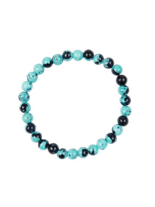 Cyan Black Rain Color Stone Stretch Bracelet B2926-Cyan Black - 6MM