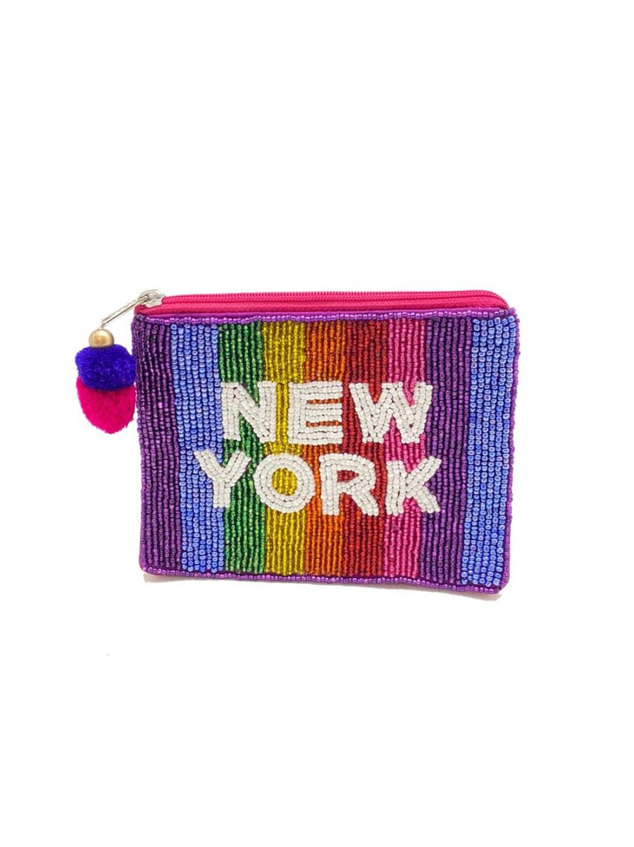 New York Rainbow Beaded Pouch LAC-CP-1048