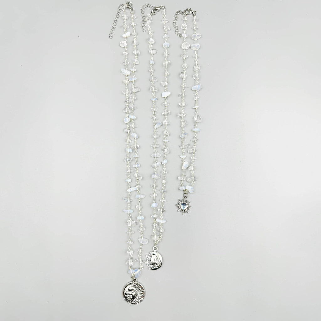Sun & Moon Irregular Opal Stone Necklace Set N5268 - view 8