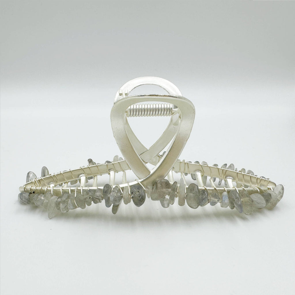 Irregular Natural Stone Cross Hair Clip L4671
