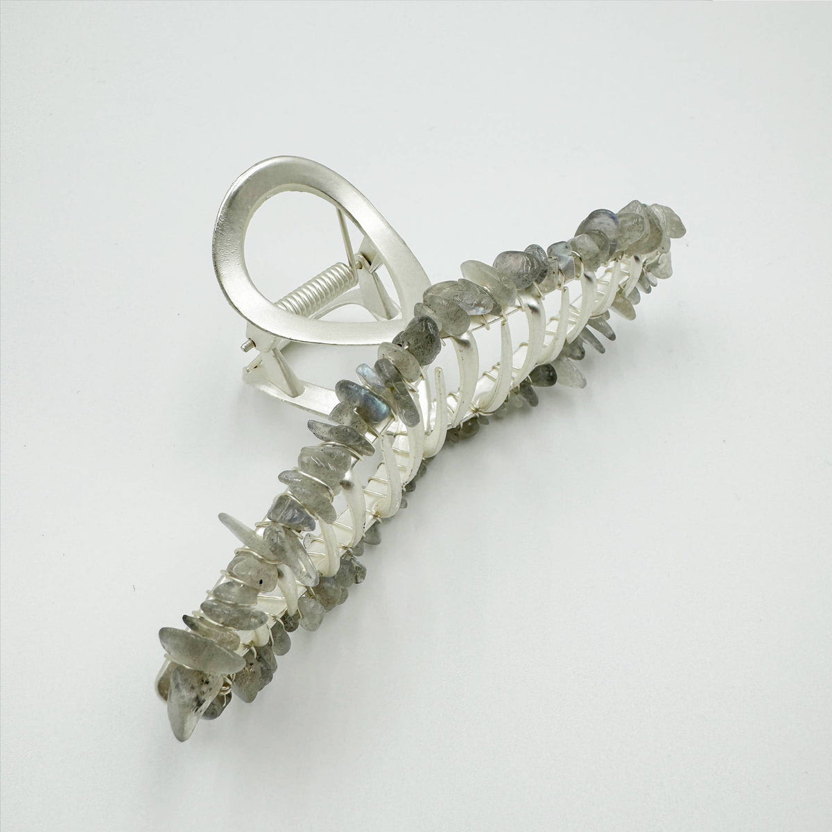 Irregular Natural Stone Cross Hair Clip L4671