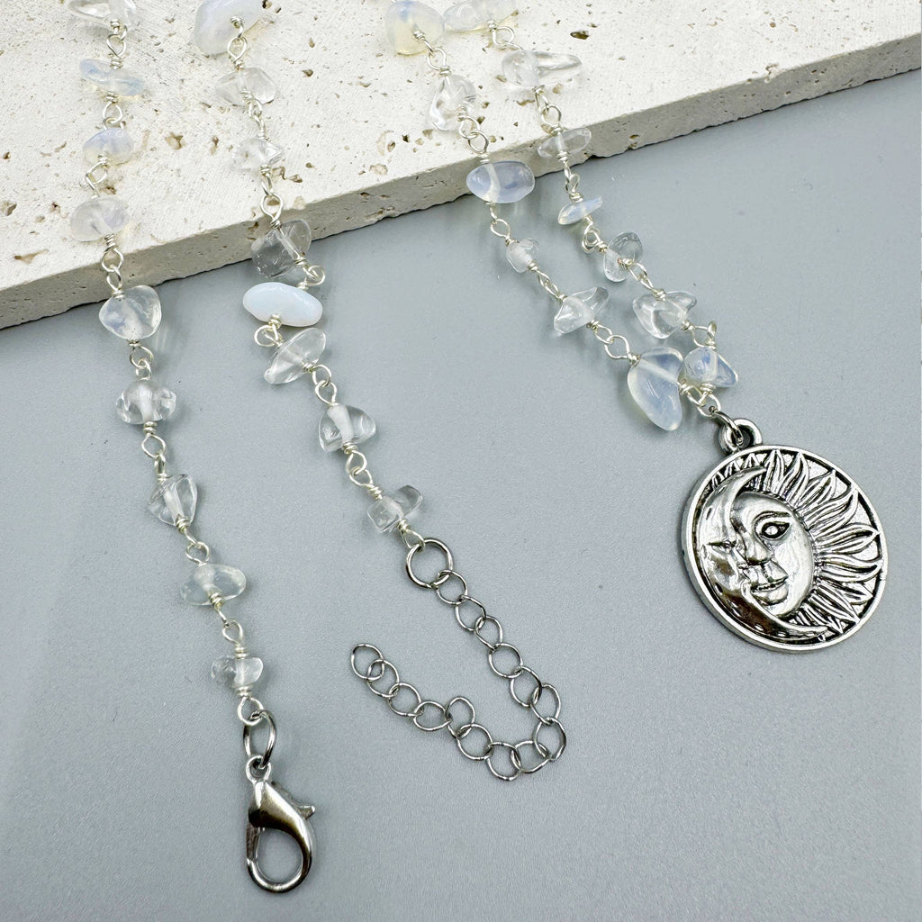 Sun & Moon Irregular Opal Stone Necklace Set N5268 - view 4