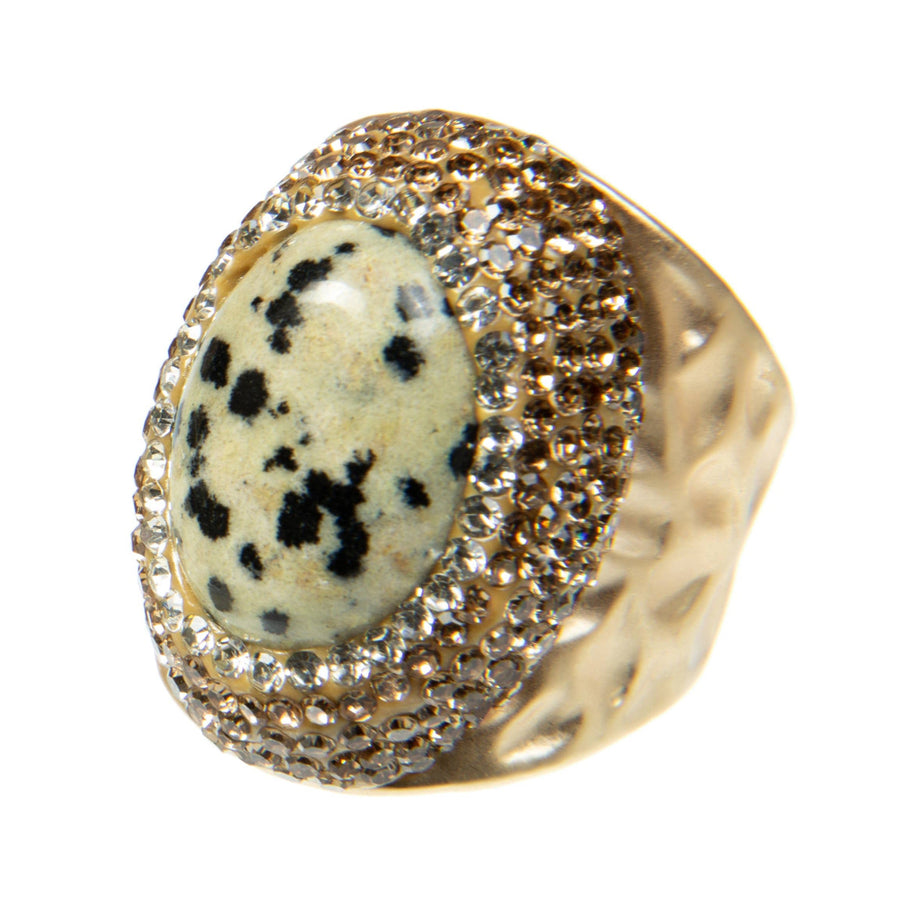 Dalmatian Jasper Pavé Cocktail Ring R2533