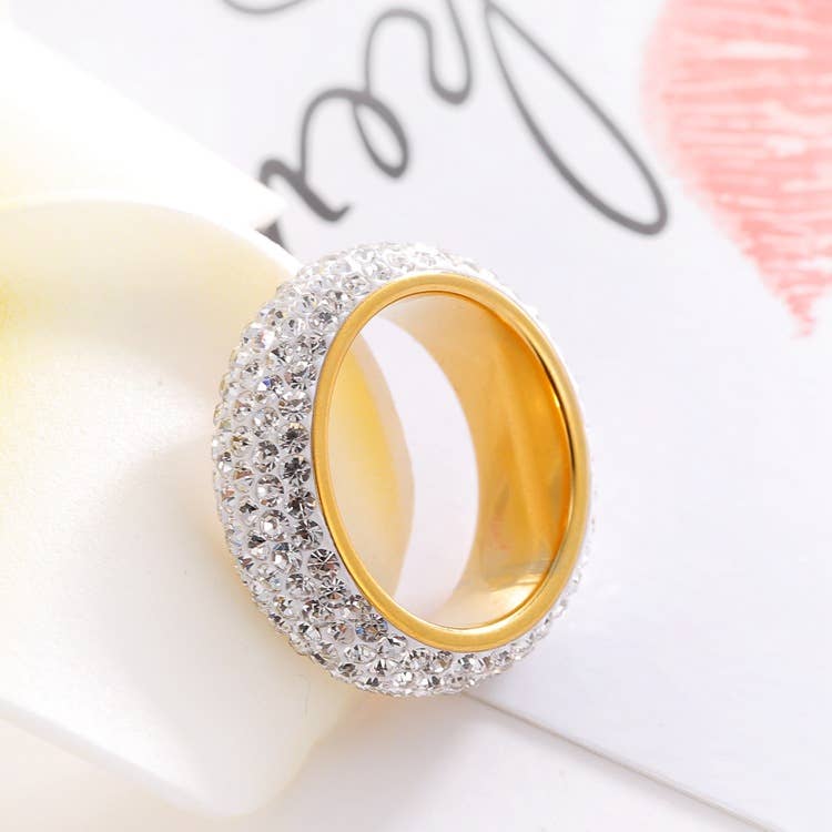 Rhinestone Stainless Steel Rings R2063